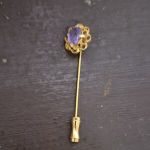 Elegant Gold and Purple Brooch Pin